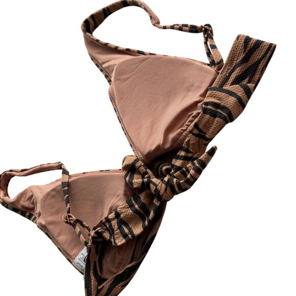 Aerie size S M L Tiger Pique longline triangle tie back bikini top NWT - Picture 5 of 11